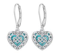 Boucles d'oreilles en argent sterling pour femme - Boucles d'oreilles turquoise en filigrane - Nœud celtique - Arbre de vie - Croix - Vintage - Pendantes - Bijoux bohèmes - Cadeaux, Argent sterling