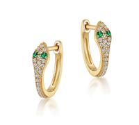 Boucles d'oreilles en argent sterling S925 for femmes, boucles d'oreilles en forme de serpent en zircone verte, boucles d'oreilles du zodiaque for filles, une paire de