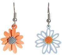 Boucles d'oreilles en argent sterling S925 simple asymétrique Hit couleur personnalité simple marguerite boucles d'oreilles all-amifère cadeau - gris + orange Durability And Attraction