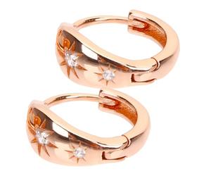 Boucles D'oreilles en Argenté S925 Étoile à Huit Branches | Finition Polie Brillante, Cristaux Scintillants, Style Chic et Minimaliste, pour Soirées, Rendez-vous