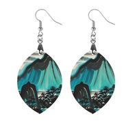 Boucles d'oreilles en bois à motifs paysages pour femme, bijoux vintage élégants en bois, boucles d'oreilles légères pour mariage, fête, cadeau de bijoux au quotidien, Circular, Bois, Bois.
