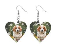 Boucles d'oreilles en bois avec chiots et pissenlits pour femmes, bijoux vintage élégants en bois, boucles d'oreilles légères pour mariage, fête, cadeau de bijoux au quotidien, Love, Bois, Bois.