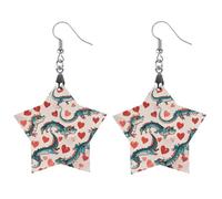 Boucles d'oreilles en bois avec dragon vert d'amour pour femme, bijoux vintage élégants en bois, boucles d'oreilles légères pour mariage, fête, cadeau de bijoux au quotidien, Love, Bois, Bois.