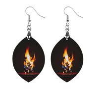 Boucles d'oreilles en bois avec flammes rouges brûlantes pour femme, bijoux vintage élégants en bois, boucles d'oreilles légères pour mariage, fête, cadeau de bijoux au quotidien, Apricot shaped, Bois