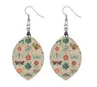 Boucles d'oreilles en bois avec fleurs et libellules rouges et vertes pour femme, bijoux vintage élégants en bois, boucles d'oreilles légères pour mariage, fête, cadeau de bijoux au quotidien, Apricot