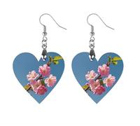 Boucles d'oreilles en bois avec fleurs roses pour femme, bijoux vintage élégants en bois, boucles d'oreilles légères pour mariage, fête, cadeau de bijoux au quotidien, Love, Bois, Bois.