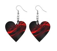 Boucles d'oreilles en bois avec fond noir et rouge pour femme, bijoux vintage élégants en bois, boucles d'oreilles légères pour mariage, fête, cadeau de bijoux au quotidien, Star, Bois, Bois.