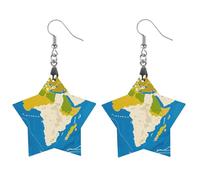 Boucles d'oreilles en bois avec impression carte de la Grèce, bijoux, cadeaux, pendentifs vintage en bois naturel, crochets de boucles d'oreilles classiques en bois pour femmes, Apricot shaped, En