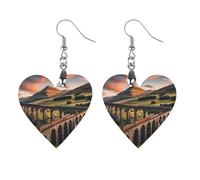 Boucles d'oreilles en bois avec pont surélevé, style vintage et élégant, boucles d'oreilles légères pour mariage, fête, cadeau de tous les jours, Love, Bois, Bois.