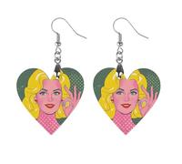 Boucles d'oreilles en bois blondes pour femme, bijoux vintage élégants en bois, boucles d'oreilles légères pour mariage, fête, cadeau de bijoux quotidiens, Love, Bois, Bois.