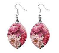 Boucles d'oreilles en bois botanique floral - Pendentifs vintage en bois naturel - Crochets de boucles d'oreilles classiques en bois pour femme, Love, En bois, Bois.