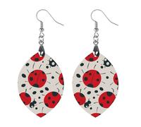 Boucles d'oreilles en bois coccinelle rouge et noire pour femme, bijoux vintage élégants en bois, boucles d'oreilles légères pour mariage, fête, cadeau quotidien, Apricot shaped, Bois, Bois.