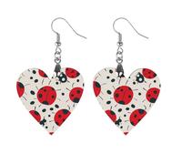 Boucles d'oreilles en bois coccinelle rouge et noire pour femme, bijoux vintage élégants en bois, boucles d'oreilles légères pour mariage, fête, cadeau quotidien, Circular, Bois, Bois.