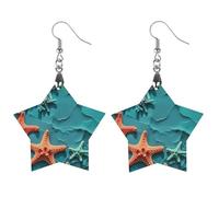 Boucles d'oreilles en bois corail et étoile de mer pour femme, bijoux vintage élégants en bois, boucles d'oreilles légères pour mariage, fête, cadeau de bijoux au quotidien, Love, Bois, Bois.