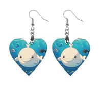 Boucles d'oreilles en bois de baleine blanche de dessin animé pour femme, bijoux vintage en bois, boucles d'oreilles légères pour mariage, fête, cadeau de bijoux au quotidien, Circular, Bois, Bois.