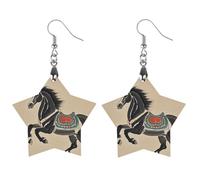 Boucles d'oreilles en bois de cheval traditionnel chinois pour femme, bijoux en bois élégants vintage, boucles d'oreilles légères pour mariage, fête, cadeau de tous les jours, Love, Bois, Bois.
