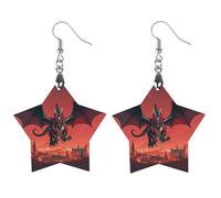 Boucles d'oreilles en bois de dragon rouge et noir pour femme, bijoux vintage élégants en bois, boucles d'oreilles légères pour mariage, fête, cadeau quotidien, Apricot shaped, Bois, Bois.