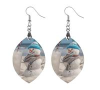 Boucles d'oreilles en bois de hêtre bonhomme de neige - Pendentifs vintage en bois naturel - Pendentifs classiques et artistiques pour femme, Star, En bois, Bois.