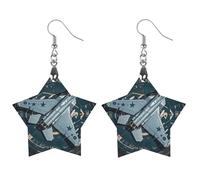 Boucles d'oreilles en bois de jet de combat de la Force aérienne pour femme, bijoux vintage en bois élégants, boucles d'oreilles légères pour mariage, fête, cadeau quotidien, Love, Bois, Bois.