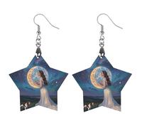Boucles d'oreilles en bois de l'amitié sous la lune géante pour femme, bijoux vintage élégants en bois, boucles d'oreilles légères pour mariage, fête, cadeau de tous les jours, Apricot shaped, Bois
