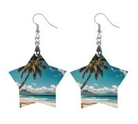 Boucles d'oreilles en bois de palmier hawaïen avec pendentifs en bois naturel vintage classique pour femme, Apricot shaped, En bois, Bois.