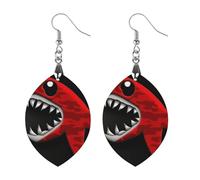 Boucles d'oreilles en bois de requin rouge-noir pour femme, bijoux vintage en bois, boucles d'oreilles légères pour mariage, fête, cadeau de bijoux au quotidien, Circular, Bois, Bois.