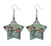 Boucles d'oreilles en bois de style chinois en forme de canards mandarins pour femme, bijoux vintage élégants en bois, boucles d'oreilles légères pour mariage, fête, cadeau de tous les jours, Star