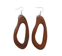 Boucles d'oreilles en bois de style rétro, légères et élégantes, idéales pour les tenues d'automne et d'hiver, ajoutent une touche unique à n'importe quel look, As show, Conforme à l'image