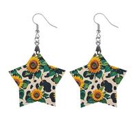 Boucles d'oreilles en bois de tournesol à motif vache pour femme, bijoux vintage élégants en bois, boucles d'oreilles légères pour mariage, fête, cadeau de bijoux au quotidien, Apricot shaped, Bois