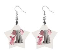 Boucles d'oreilles en bois éléphant et cochon pour femme, bijoux vintage élégants en bois, boucles d'oreilles légères pour mariage, fête, cadeau quotidien, Love, Bois, Bois.