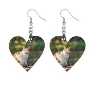 Boucles d'oreilles en bois en forme de chat de pêche pour femme, bijoux vintage élégants en bois, boucles d'oreilles légères pour mariage, fête, cadeau de tous les jours, Apricot shaped, Bois, Bois.