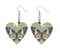 Boucles d'oreilles en bois en forme de papillon antique pour femme, bijoux vintage élégants en bois, boucles d'oreilles légères pour mariage, fête, cadeau de bijoux au quotidien, Love, Bois, Bois.