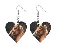 Boucles d'oreilles en bois en forme de tête de cheval de charpentier pour femme, bijoux vintage élégants en bois, boucles d'oreilles légères pour mariage, fête, cadeau de tous les jours, Love, Bois