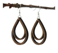 Boucles d'oreilles en bois | Gouttes Noyer | Bijoux en bois véritable avec argent 925 | Dangling en bois bouchons faits à la main naturels