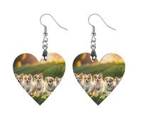 Boucles d'oreilles en bois Happy Little Dog pour femme, bijoux vintage élégants en bois, boucles d'oreilles légères pour mariage, fête, cadeau de bijoux au quotidien, Love, Bois, Bois.
