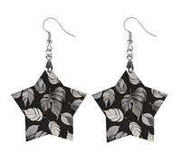 Boucles d'oreilles en bois jacquard noir et gris pour femme, bijoux vintage élégants en bois, boucles d'oreilles légères pour mariage, fête, cadeau de bijoux au quotidien, Circular, Bois, Bois.