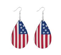 Boucles d'oreilles en bois légères en forme de goutte avec impression double face qui ne tombent pas facilement. Bijoux tendance, leaf, Bois Métal, Pas de pierre précieuse