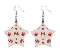Boucles d'oreilles en bois Love Dog pour femme, bijoux vintage élégants en bois, boucles d'oreilles légères pour mariage, fête, cadeau de bijoux au quotidien, Love, Bois, Bois.