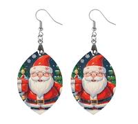 Boucles d'oreilles en bois « Merry Christmas Santa Claus » pour femme, bijoux vintage élégants en bois, boucles d'oreilles légères pour mariage, fête, cadeau de bijoux au quotidien, Love, Bois, Bois.