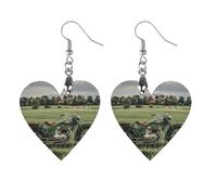 Boucles d'oreilles en bois motif moto sur herbe verte pour femme, bijoux vintage élégants en bois, boucles d'oreilles légères pour mariage, fête, cadeau de tous les jours, Love, Bois, Bois.
