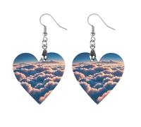 Boucles d'oreilles en bois « On Top of The Cloud » pour femme, bijoux vintage élégants en bois, boucles d'oreilles légères pour mariage, fête, cadeau de bijoux au quotidien, Love, Bois, Bois.