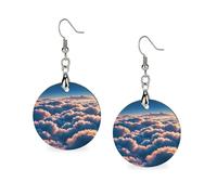 Boucles d'oreilles en bois « On Top of The Cloud » pour femme, bijoux vintage élégants en bois, boucles d'oreilles légères pour mariage, fête, cadeau de bijoux au quotidien, Circular, Bois, Bois.