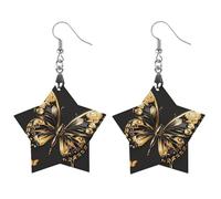 Boucles d'oreilles en bois papillon doré pour femme, bijoux vintage élégants en bois, boucles d'oreilles légères pour mariage, fête, cadeau de bijoux au quotidien, Circular, Bois, Bois.