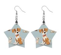 Boucles d'oreilles en bois pour chien - Pendentifs vintage légers en bois naturel - Crochets de boucles d'oreilles artistiques classiques pour femme, Star, En bois, Bois.