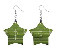 Boucles d'oreilles en bois pour femme avec motif de but de football - Style vintage et élégant - Boucles d'oreilles légères pour mariage, fête, cadeau de tous les jours, Star, Bois, Bois.