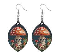 Boucles d'oreilles en bois squelette en forme de champignon mystérieux pour femme, bijoux vintage élégants en bois, boucles d'oreilles légères pour mariage, fête, cadeau de tous les jours, Star, Bois