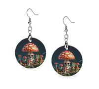 Boucles d'oreilles en bois squelette en forme de champignon mystérieux pour femme, bijoux vintage élégants en bois, boucles d'oreilles légères pour mariage, fête, cadeau de tous les jours, Circular