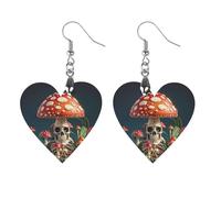 Boucles d'oreilles en bois squelette en forme de champignon mystérieux pour femme, bijoux vintage élégants en bois, boucles d'oreilles légères pour mariage, fête, cadeau de tous les jours, Love, Bois