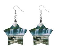 Boucles d'oreilles en bois style cascade - Pendentifs vintage en bois naturel - Crochets de boucles d'oreilles classiques en bois pour femme, Star, En bois, Bois.