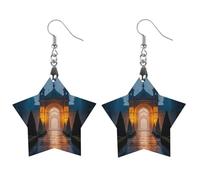 Boucles d'oreilles en bois The Garden at Night pour femme, bijoux vintage élégants en bois, boucles d'oreilles légères pour mariage, fête, cadeau de bijoux quotidiens, Star, Bois, Bois.
